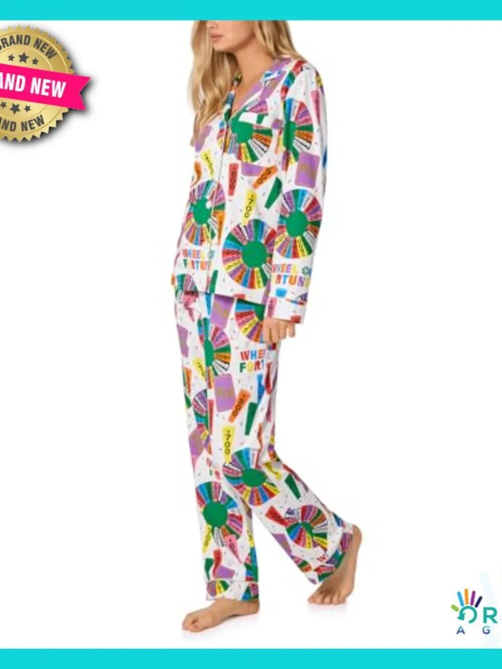 Organic Cotton Long Sleeve Pajama Set Classic Retro Lounge Wear Matching Top